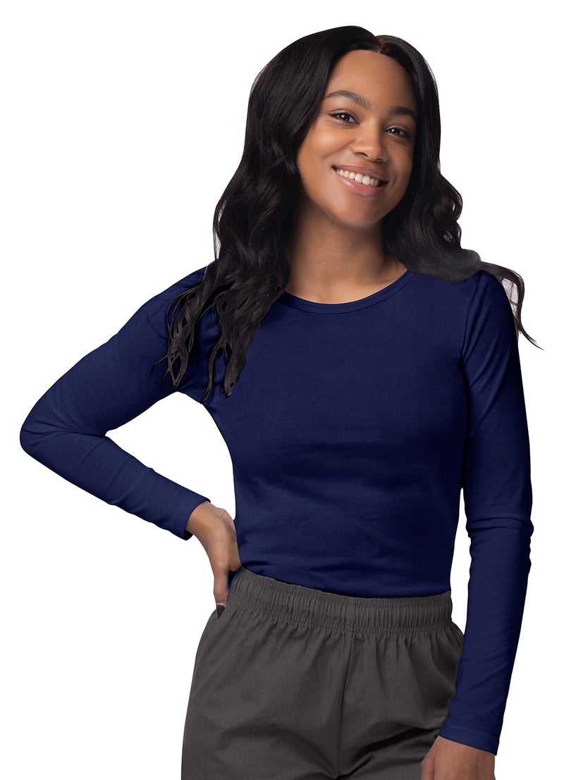 Sivvan Scrubs for Women - Long Sleeve Comfort Underscrub Tee - S8500 - Navy - S - Image 1